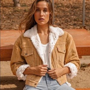 Levi’s New Heritage Tan Corduroy Faux Fur Trucker Jacket
